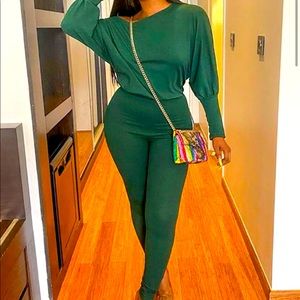 Green puff sleeve 2 piece set size medium